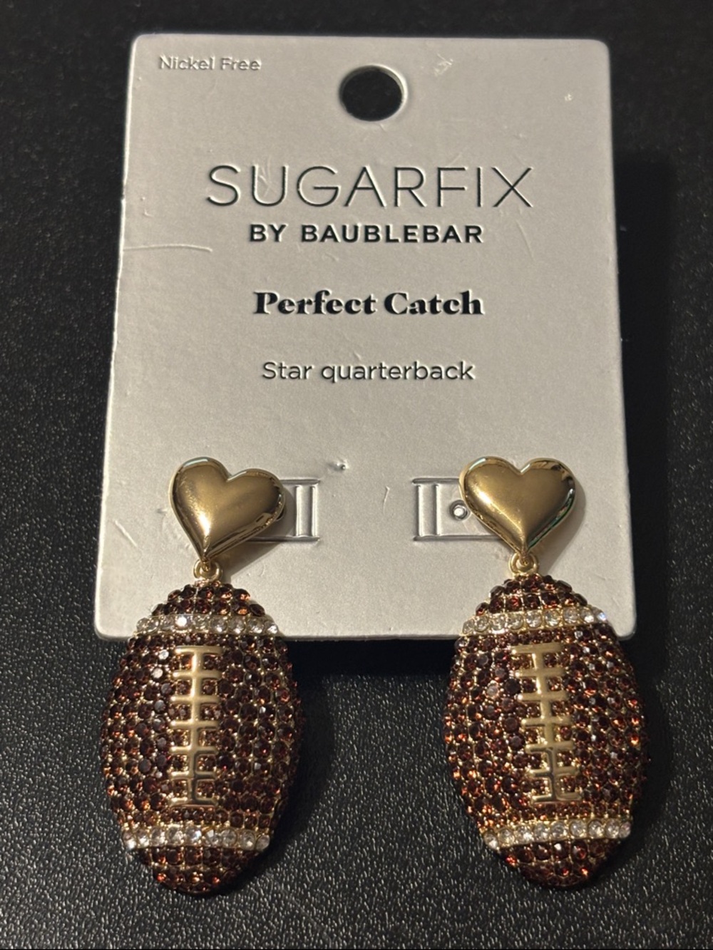 Football Earrings Sugarfix by BaubleBar Gold &‎ Brown Crystals Football Team